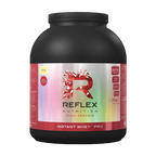 Black and red Reflex Nutrition Instant Whey Pro protein powder tub for nutrition instant whey