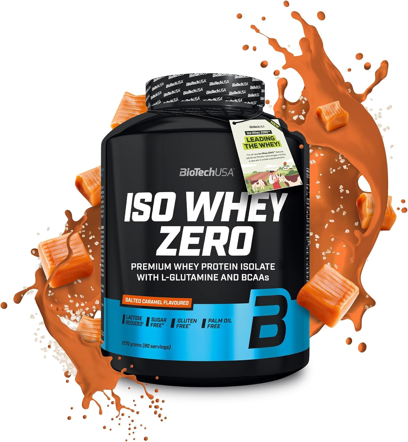 Black Biotech USA Iso Whey Zero Lactose Free protein tub salted caramel flavor 80 servings