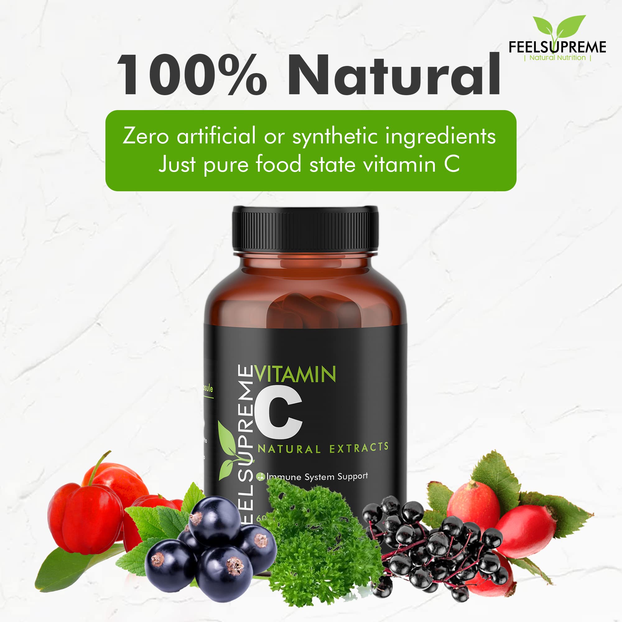 Feel Supreme Vitamin C supplement with acerola cherries and fruit herb extracts