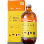 Bottle and box of Udo’s Choice Ultimate Oil Blend organic with essential fatty acids