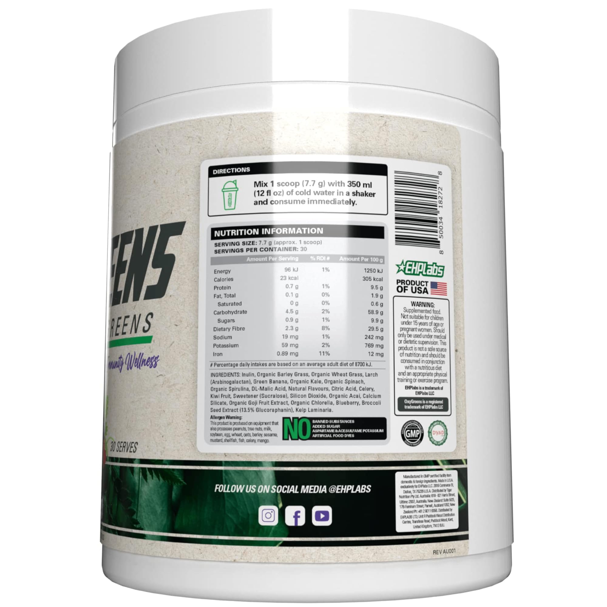 EHP Labs OxyGreens 360g - Greens Powder
