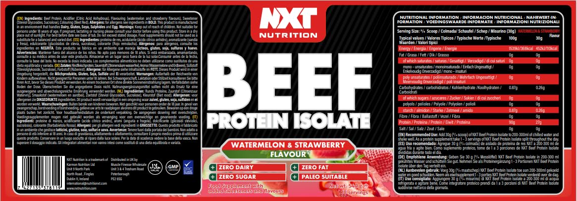 NXT Nutrition Beef Protein Isolate 540g