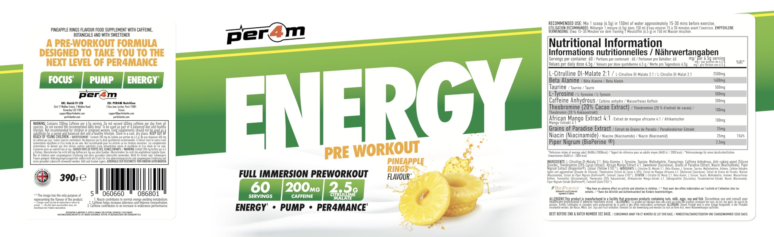 Per4m Energy Pre Workout - Pre-Workout Powder