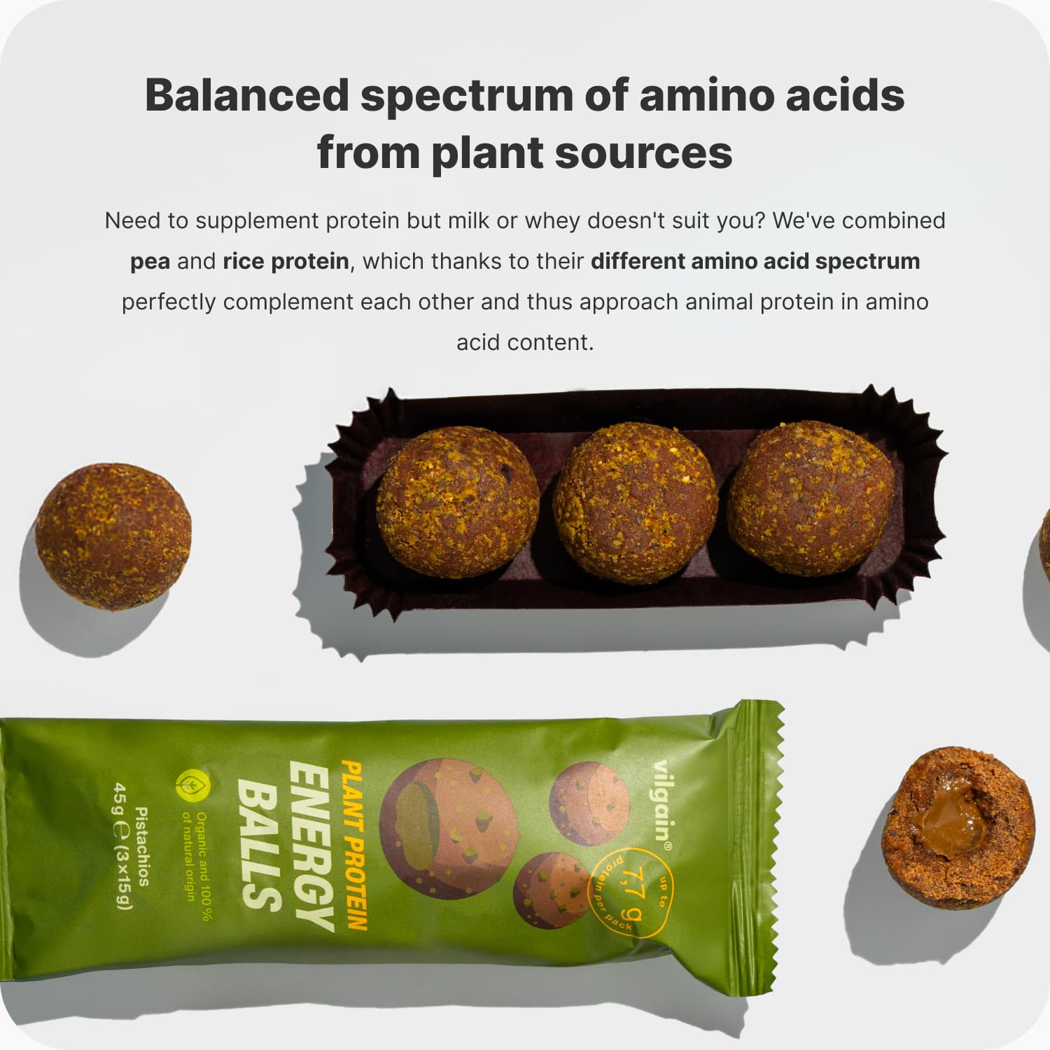 Vilgain Organic Plant Protein Energy Balls 15 x 45g