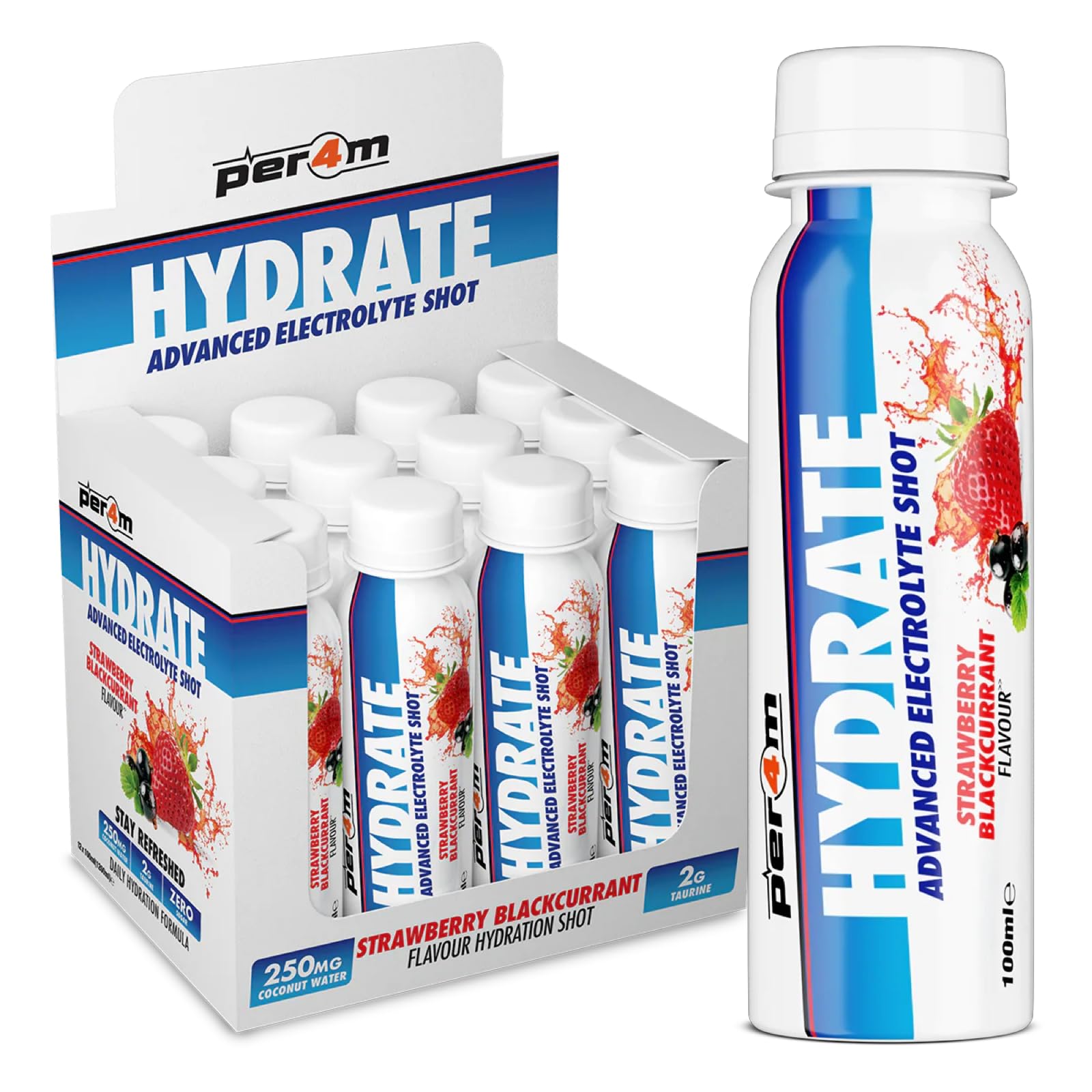 Per4m Hydrate Advanced Electrolyte Shot - 12x100ml / Strawberry Blackcurrant - Pre-Workout