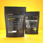 Two black CNP Glutamine pouches with pure L-Glutamine Monohydrate for muscle recovery