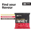 Single-serving strawberry whey protein pouch from Optimum Nutrition Gold Standard for fitness goals