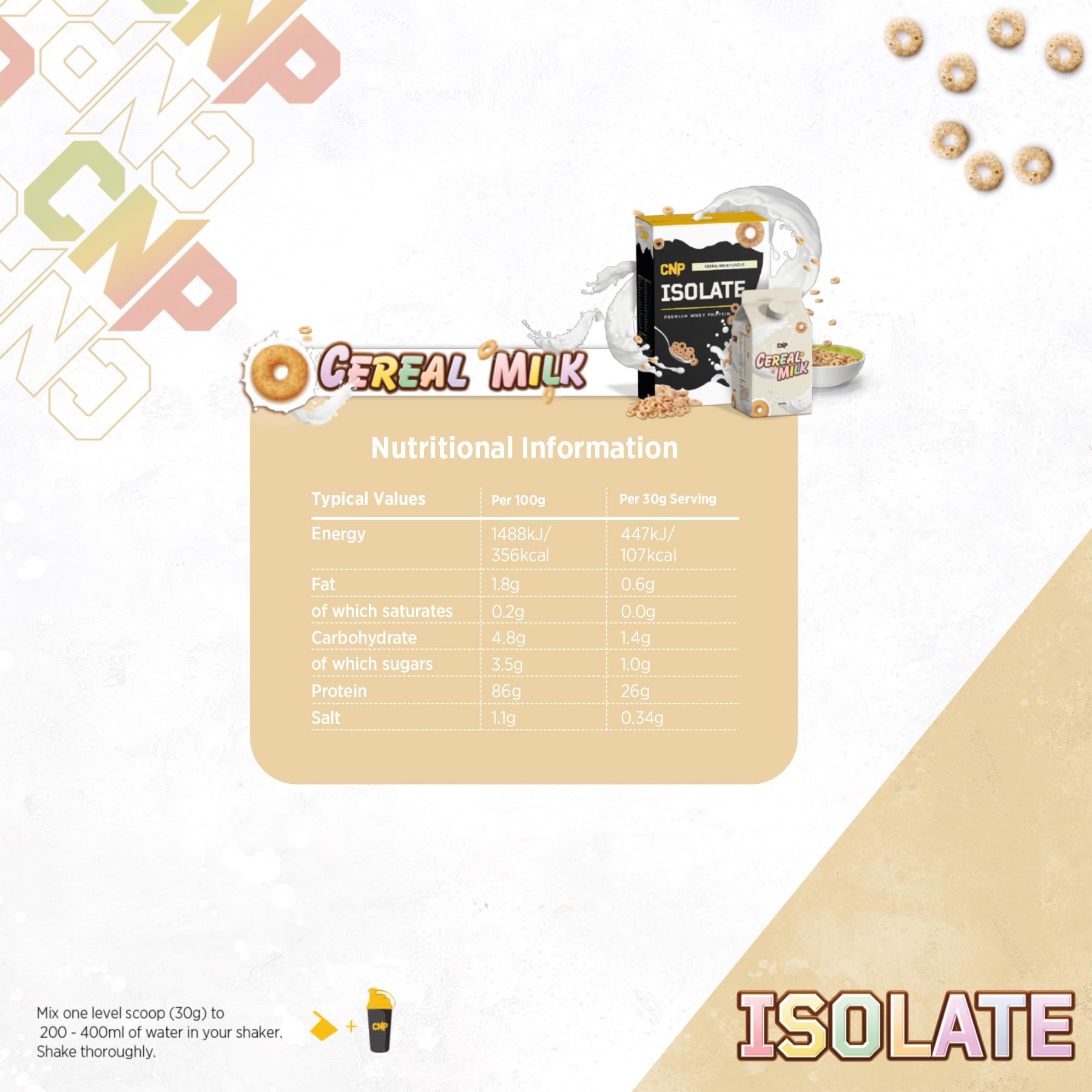 CNP Isolate Cereal Milk flavored whey protein isolate with essential amino acids