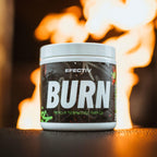 White tub of Efectiv Nutrition Burn fat burner with dark label supporting fat loss