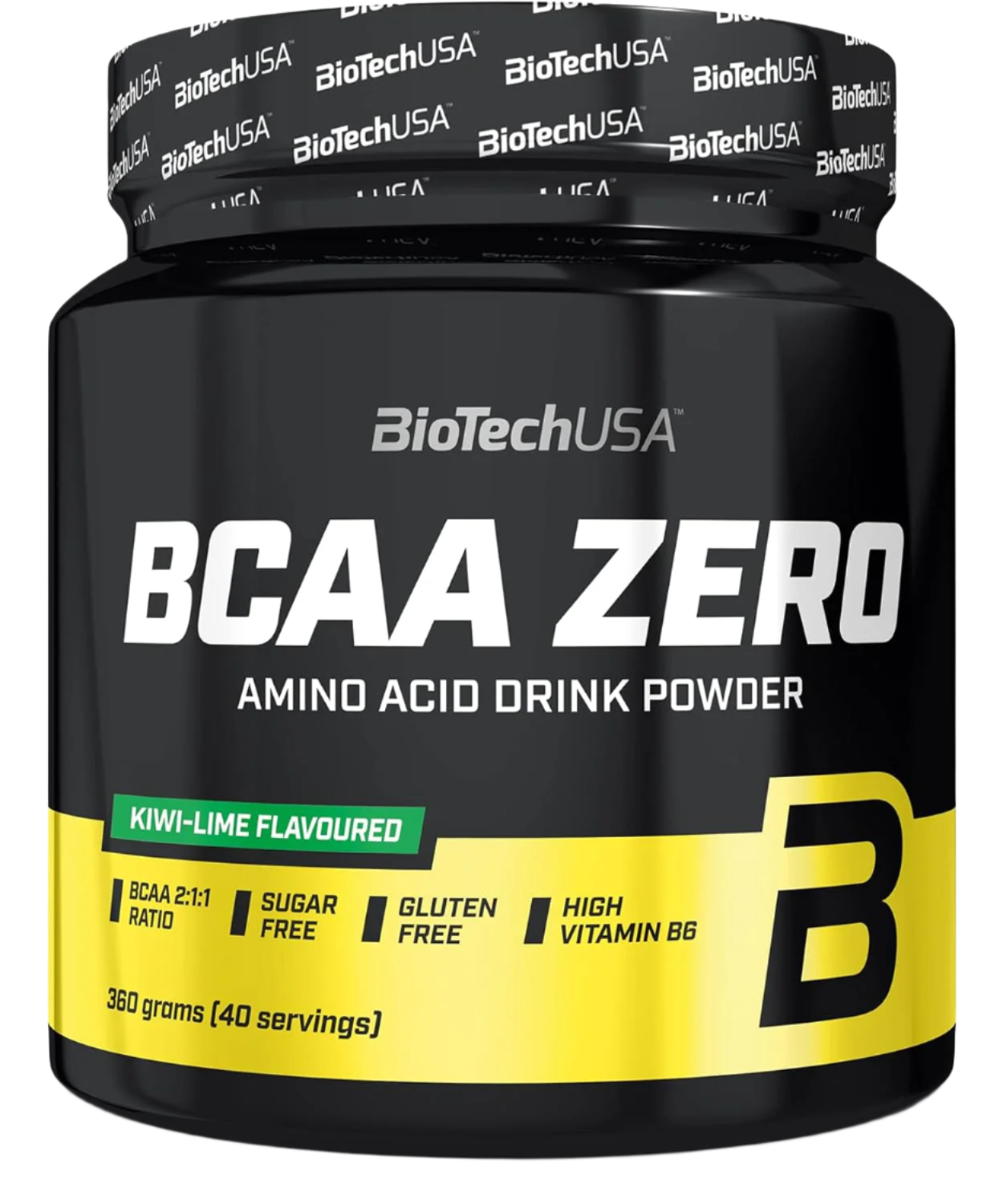BioTech USA BCAA Zero black and yellow drink powder for lean muscle and clean nutrition