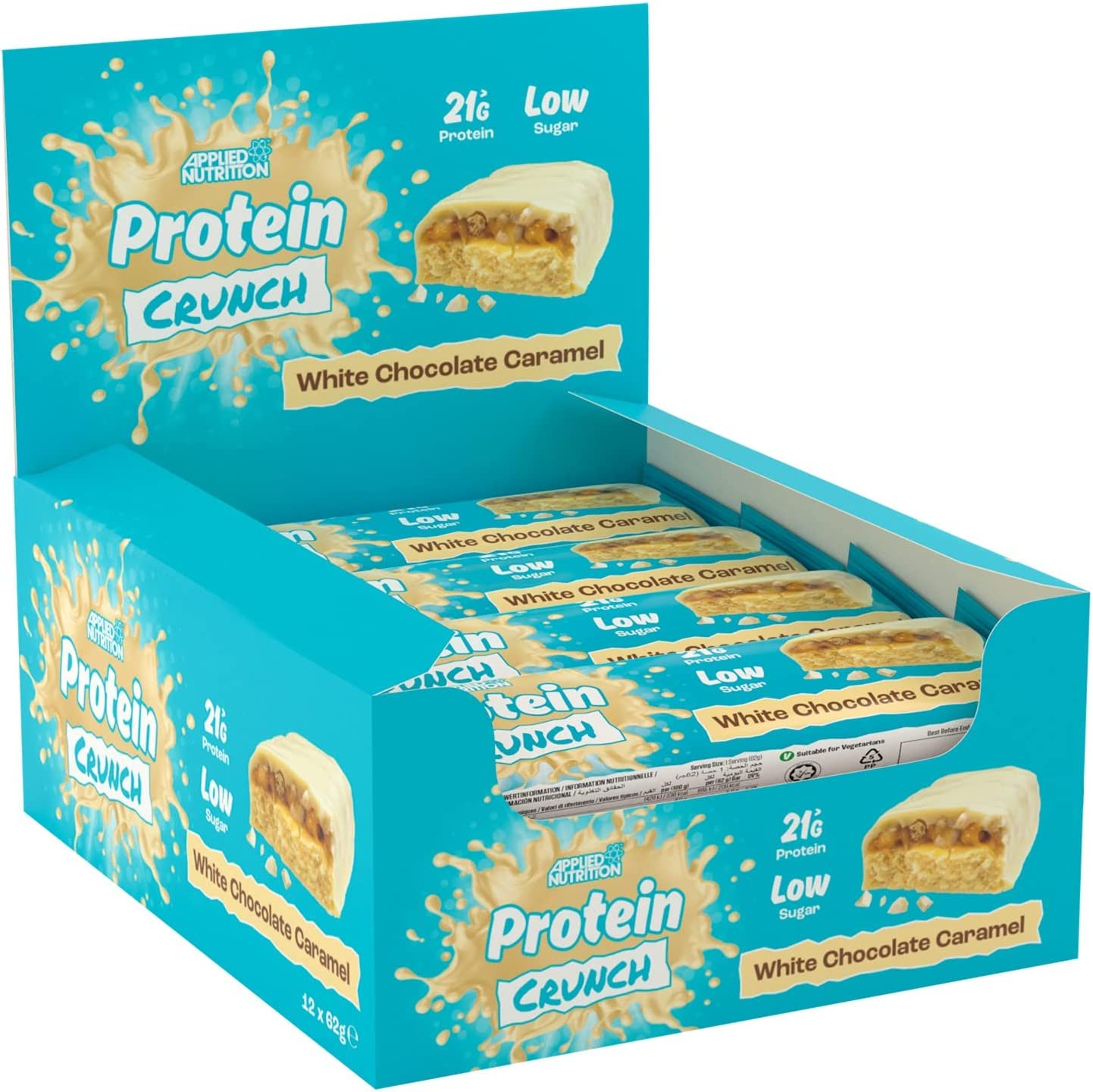 Applied Nutrition Protein Crunch Bar - 12x62g / White Chocolate Caramel - Protein Bars