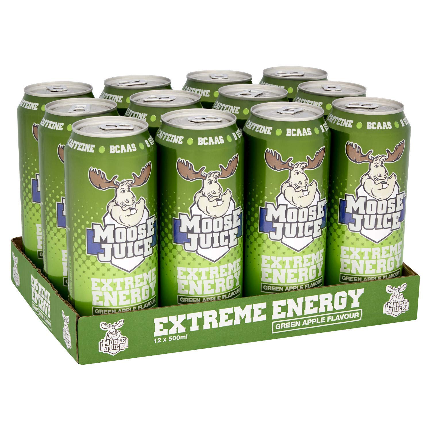 Muscle Moose Moose Juice - 12x500ml / Green Apple - Energy Ready-to-Drinks