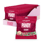 Cherry-flavored gummy candies with 1g sugar in PANDY Candy 14x50g packs, perfect for peach rings and fizzy bottles fans