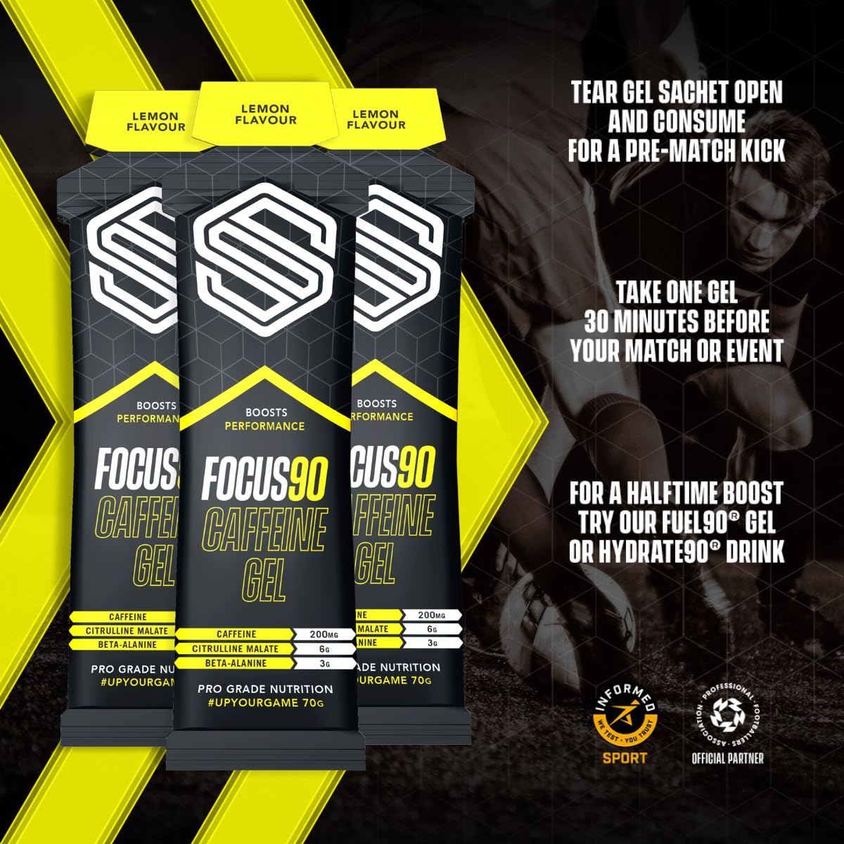 Soccer Supplement Focus90 Caffeine Gel - Energy Gels