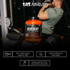 Orange tub of Outangled Beef Iso Plus beef protein isolate supplement product