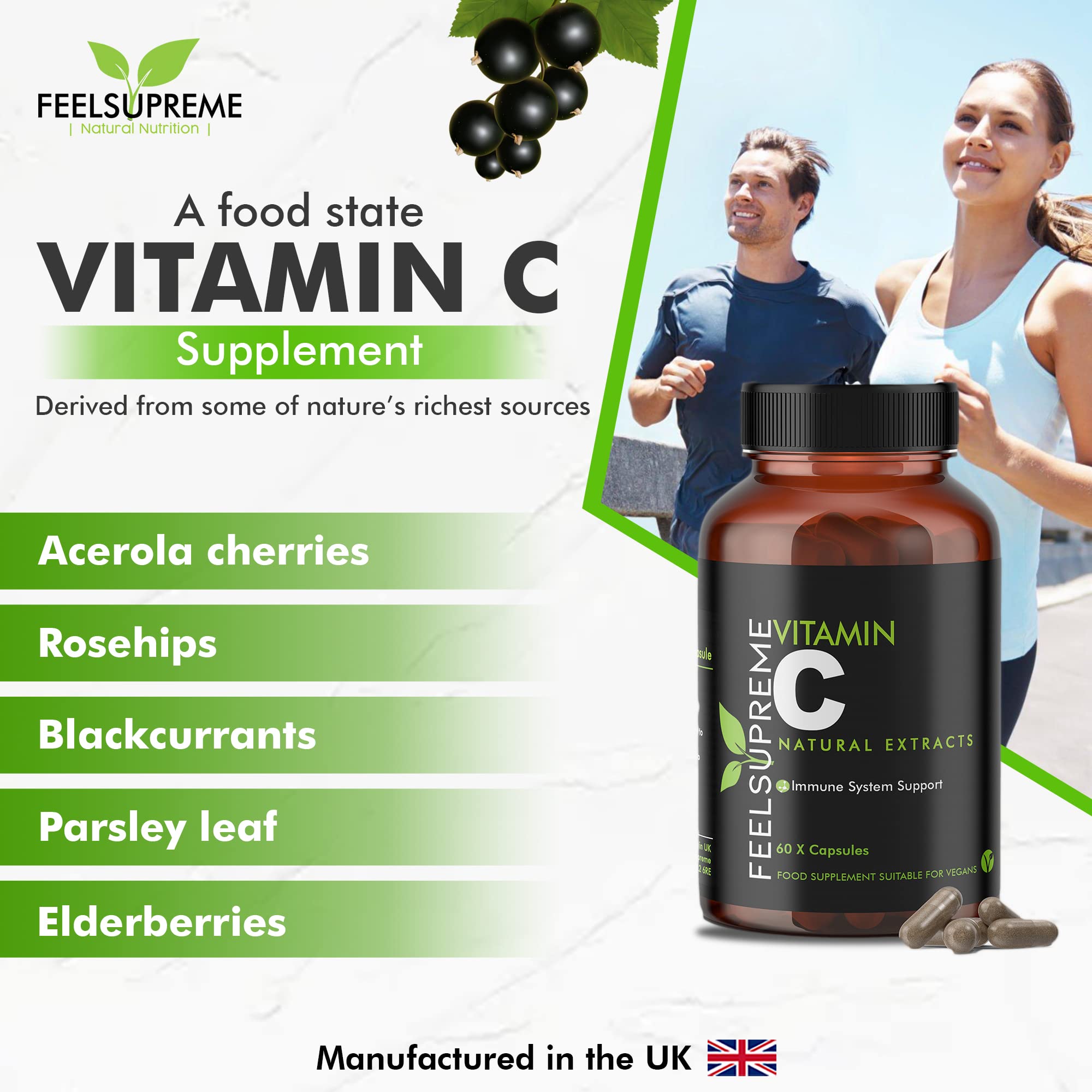 Feel Supreme Vitamin C supplement with natural acerola cherries extract bottle image