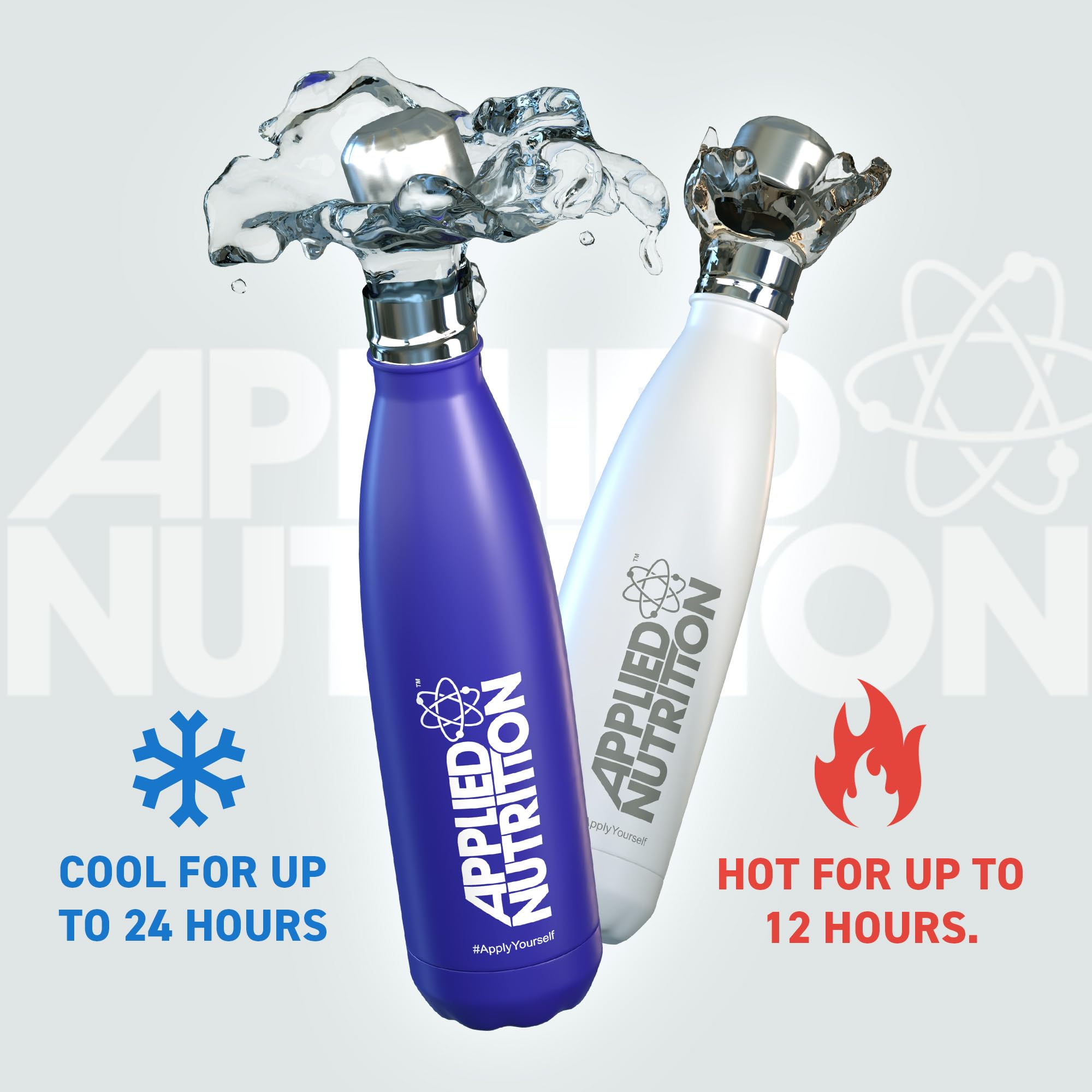 Applied Nutrition Flask with stainless steel leak-proof lid, keeps drinks cold or hot all day