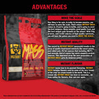 Large Mutant Mass muscle gainer bag in red and black packaging for serious gains