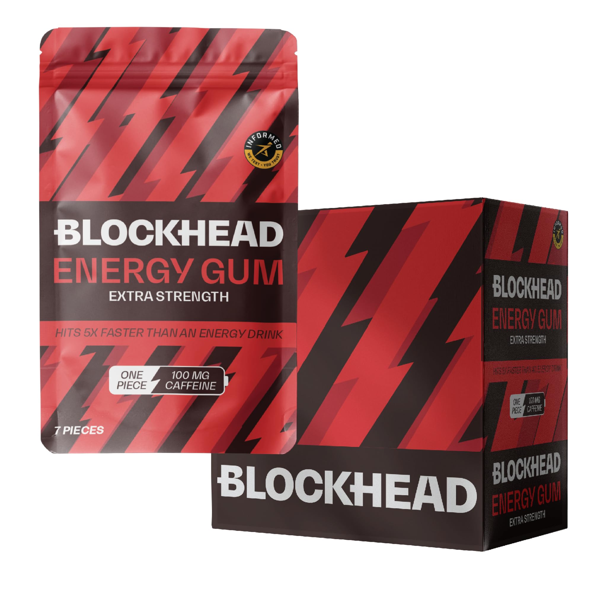 Blockhead Energy Gum Extra Strength - 12x16.45 / Mint - Energy & Endurance