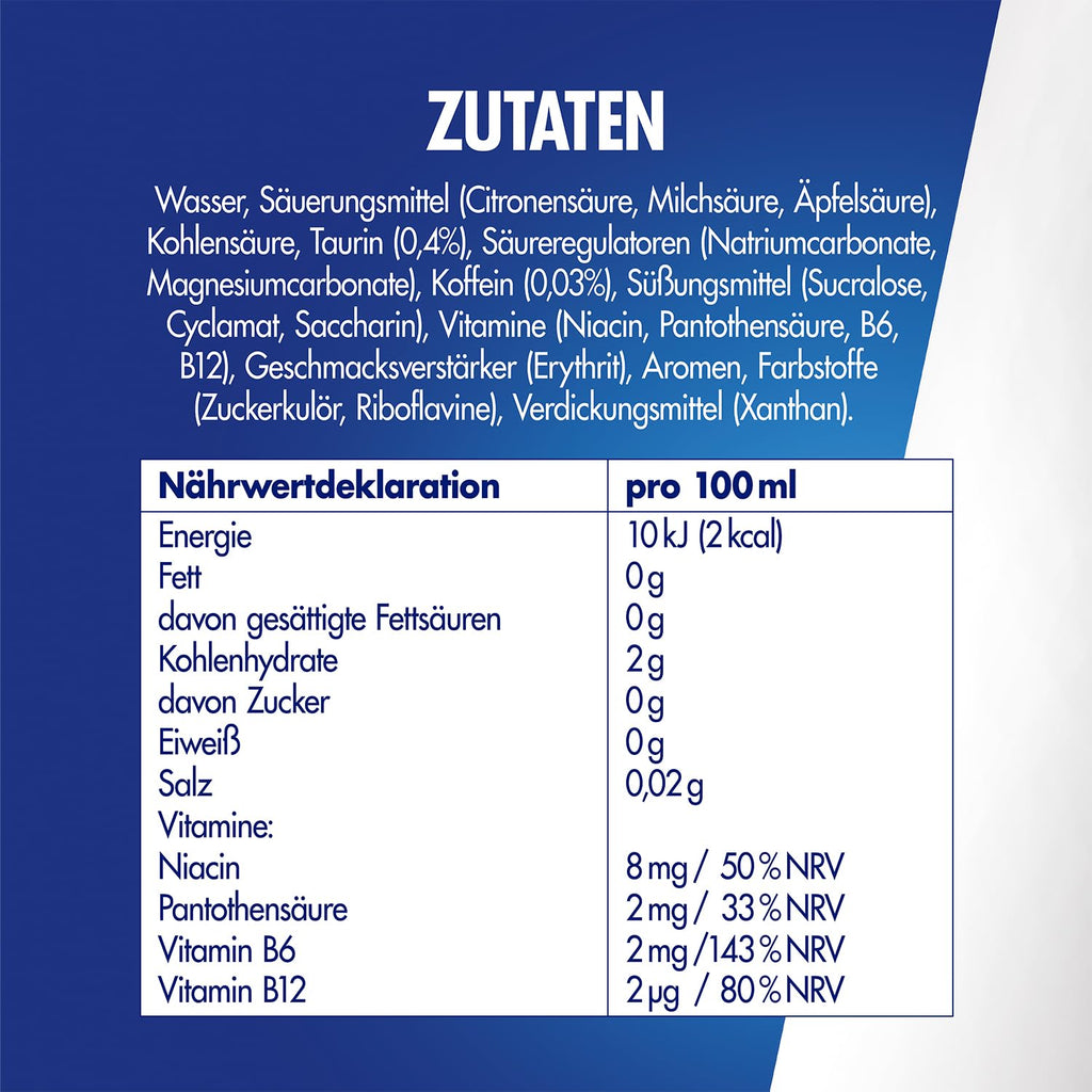 Red Bull energy drink nutritional info and ingredients for the human body