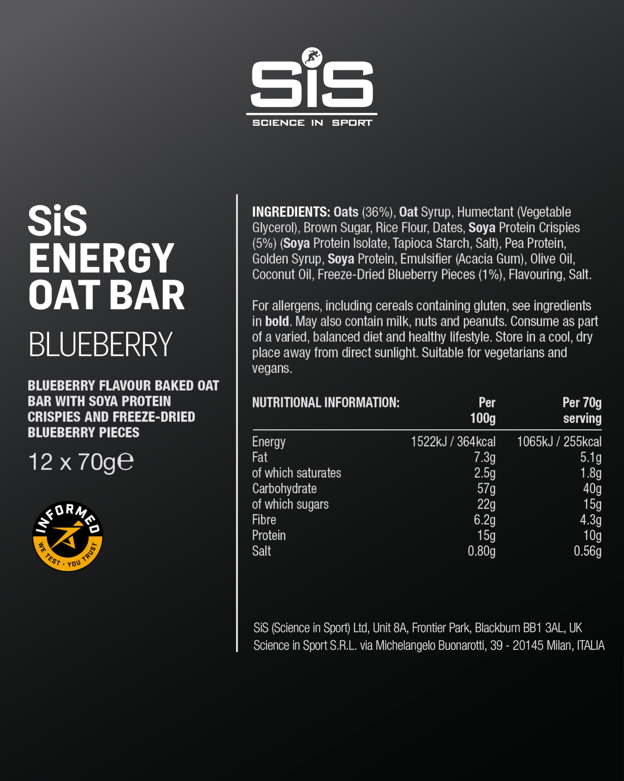 SIS Energy Oat Bar 12x70g