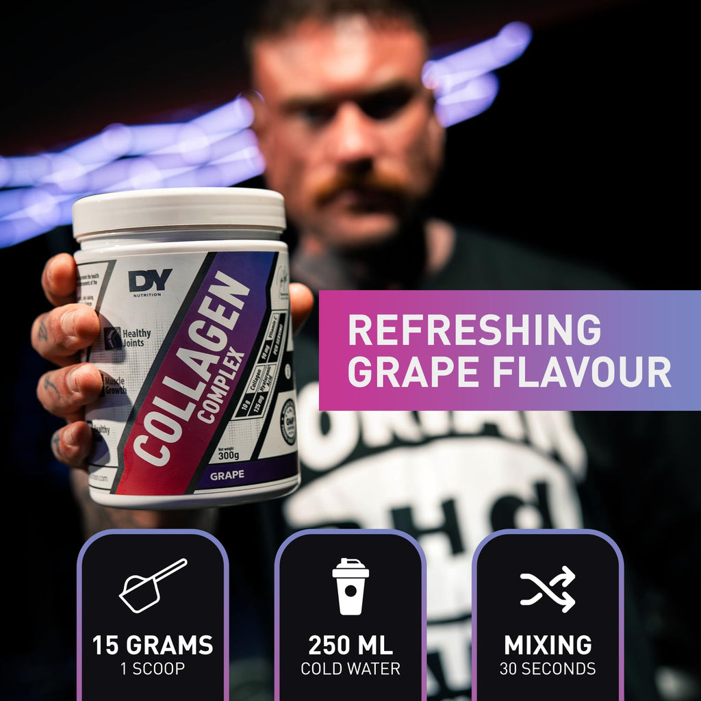 Grape-flavored DY Nutrition Collagen Complex Powder with hydrolyzed collagen for skin hydration