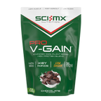 Sci-Mx Nutrition Pro V-Gain protein package on a white background
