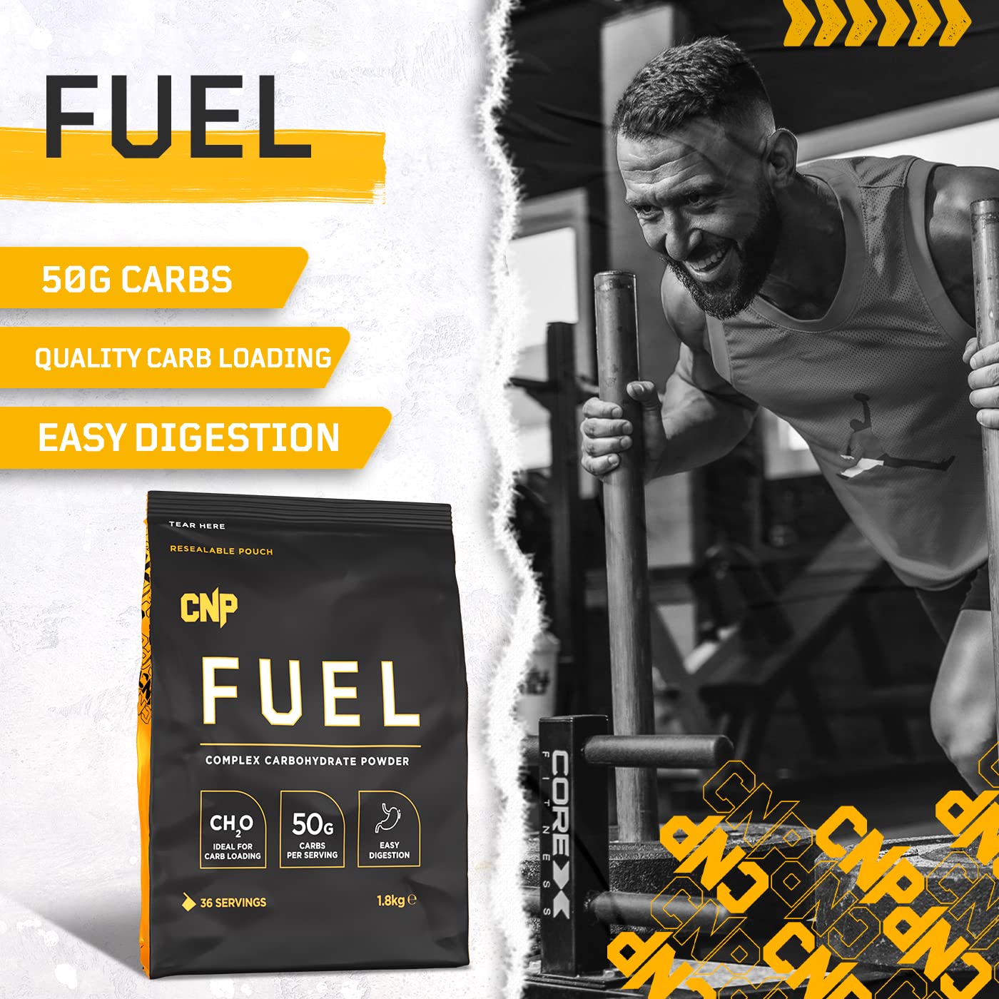 CNP Pro Fuel flavorless formula pouch with complex carbs for easy digestion and carb loading