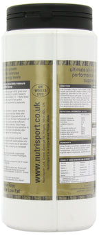 NutriSport Protein & Complex Carbs supplement container with whey concentrate powder