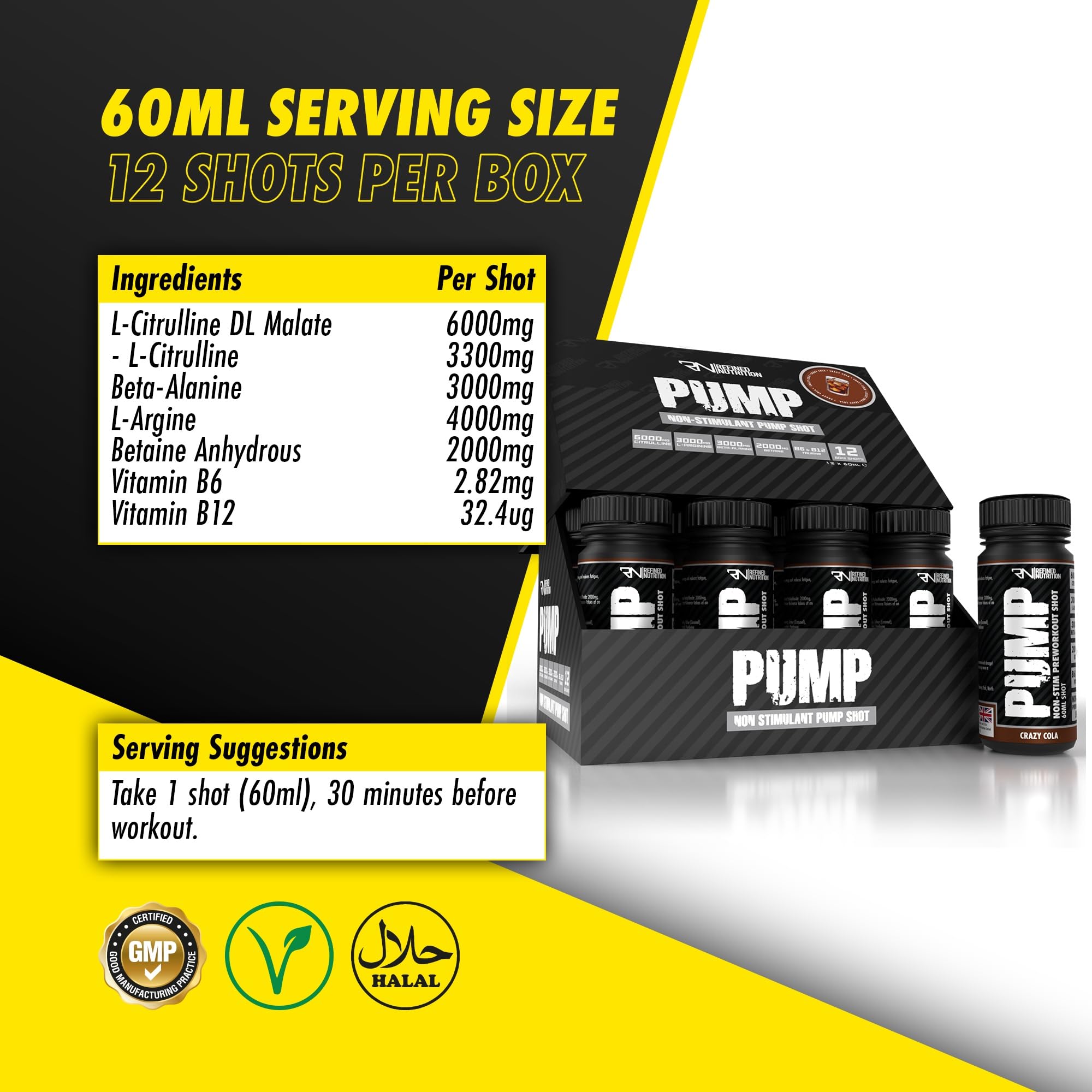 Refined-Nutrition-PUMP-Pre-Workout-Shots--Green-Apple - 12x60ml / Green Apple - Pre-Workout Shots