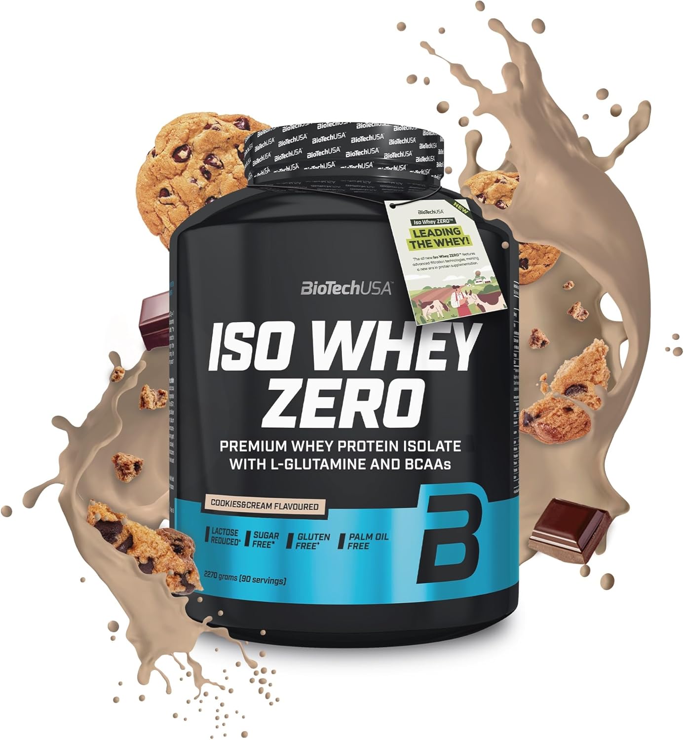 Black Biotech USA Iso Whey Zero Lactose Free protein powder with cookies and chocolate vibes