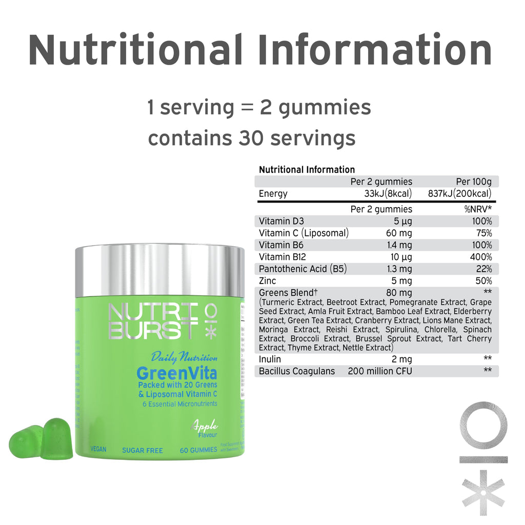 Nutriburst Greenvita - 60 Gummies / Apple - Greens Gummies