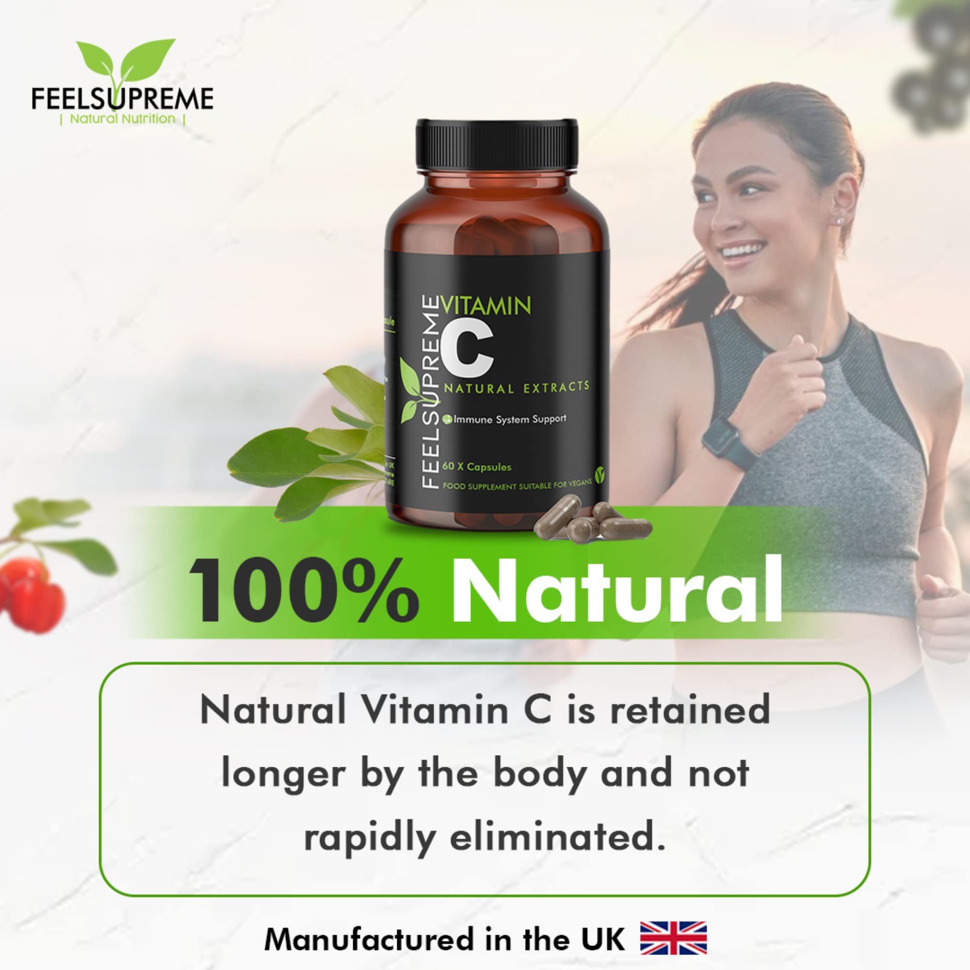 Feel Supreme Vitamin C supplement with acerola cherries for immune support