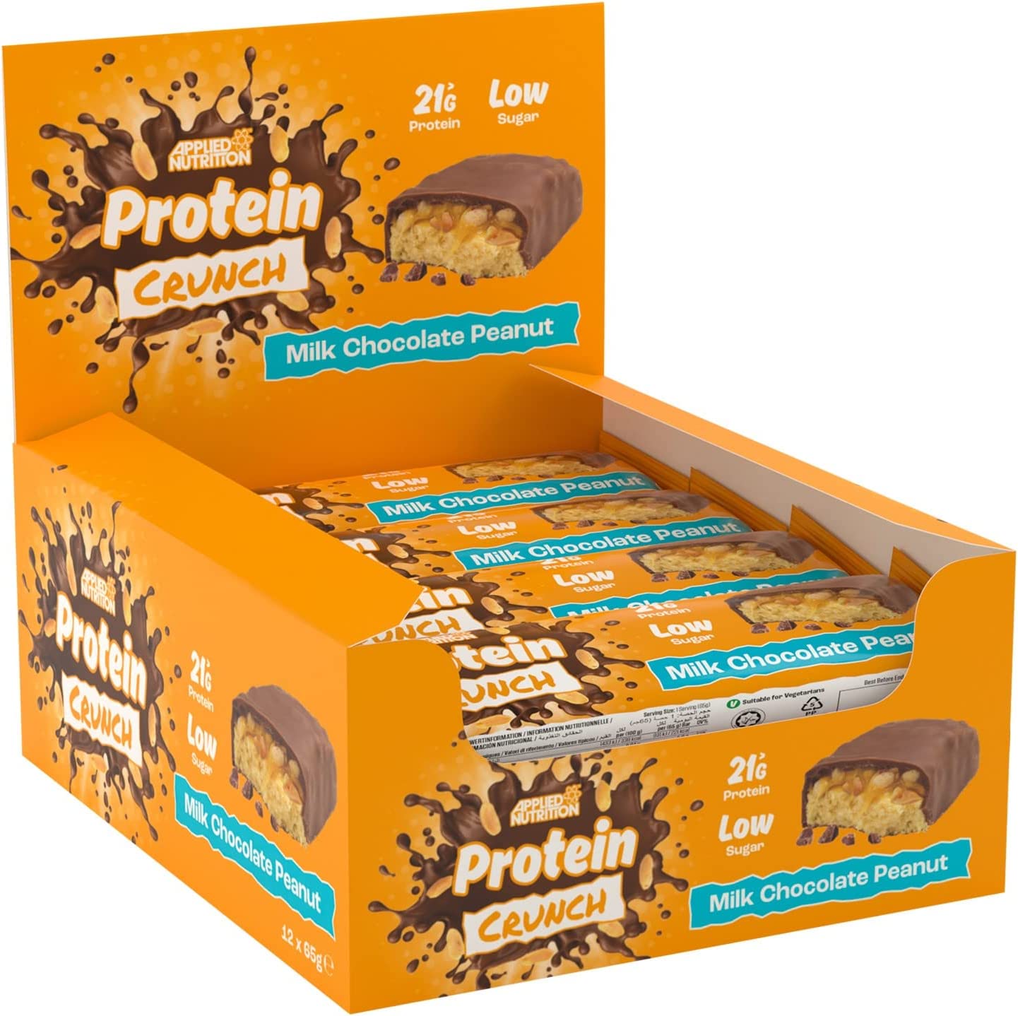 Applied Nutrition Protein Crunch Bar - 12x62g / Milk Chocolate Peanut - Protein Bars