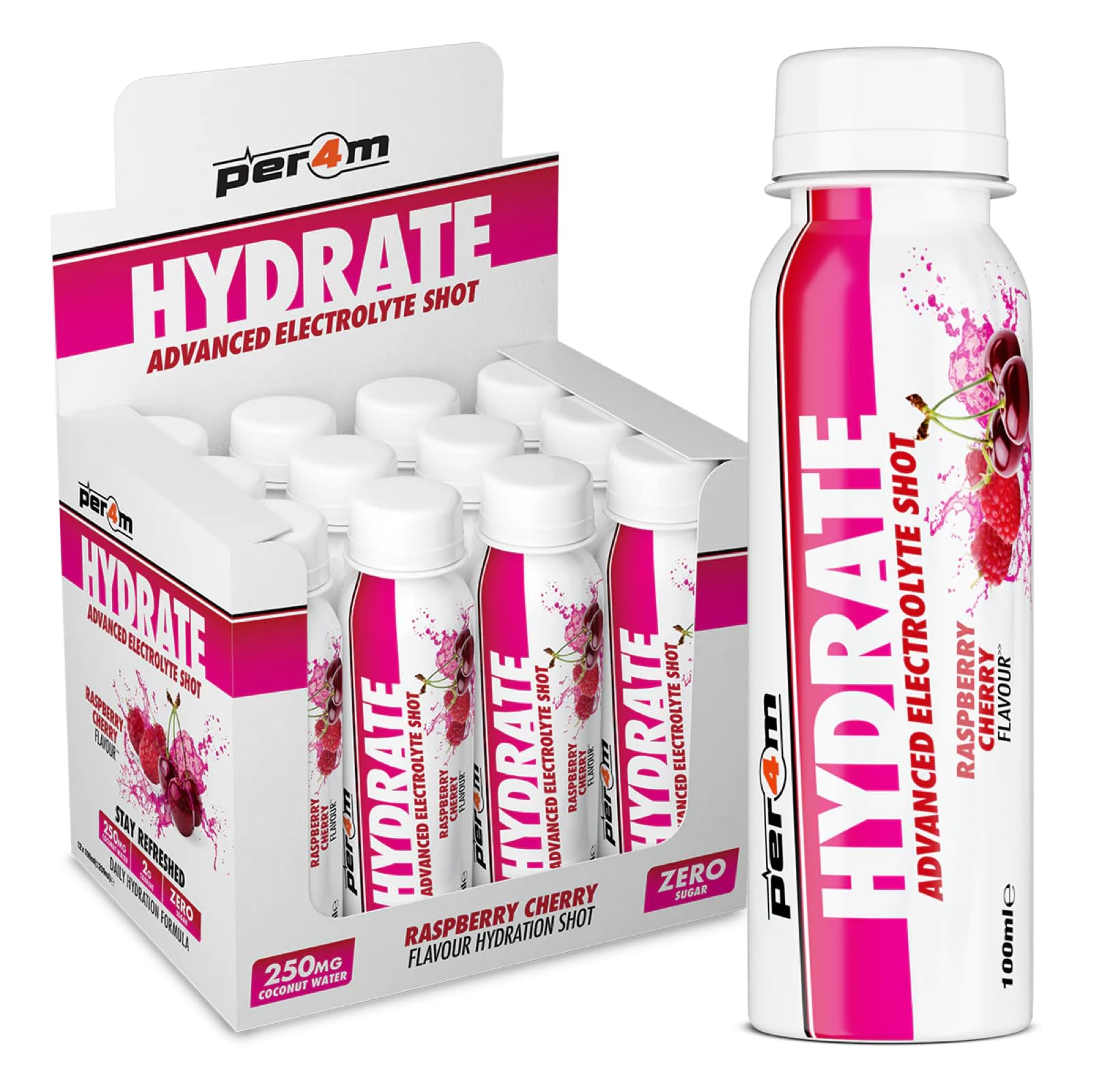 Per4m Hydrate Advanced Electrolyte Shot - 12x100ml / Raspberry Cherry - Pre-Workout