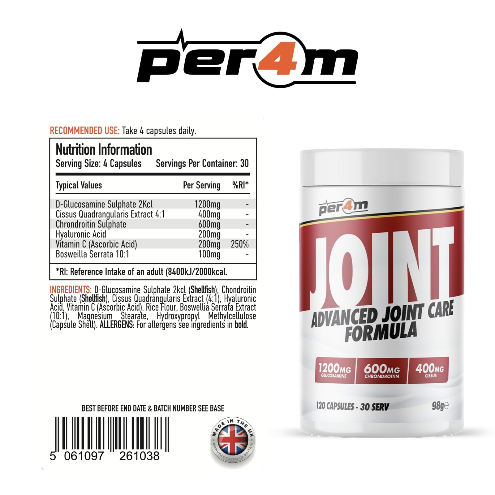 Per4m Joint - 120 Caps - Vitamins & Minerals VIT001