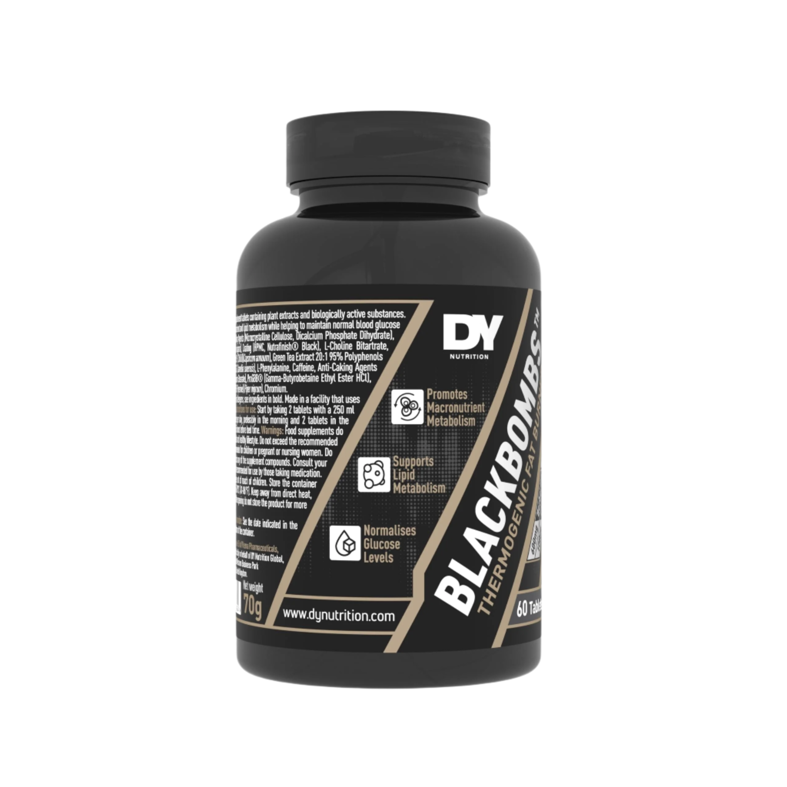 DY Nutrition Black Bombs - 60 Tabs / Unflavoured - Weight Loss Support Tablets
