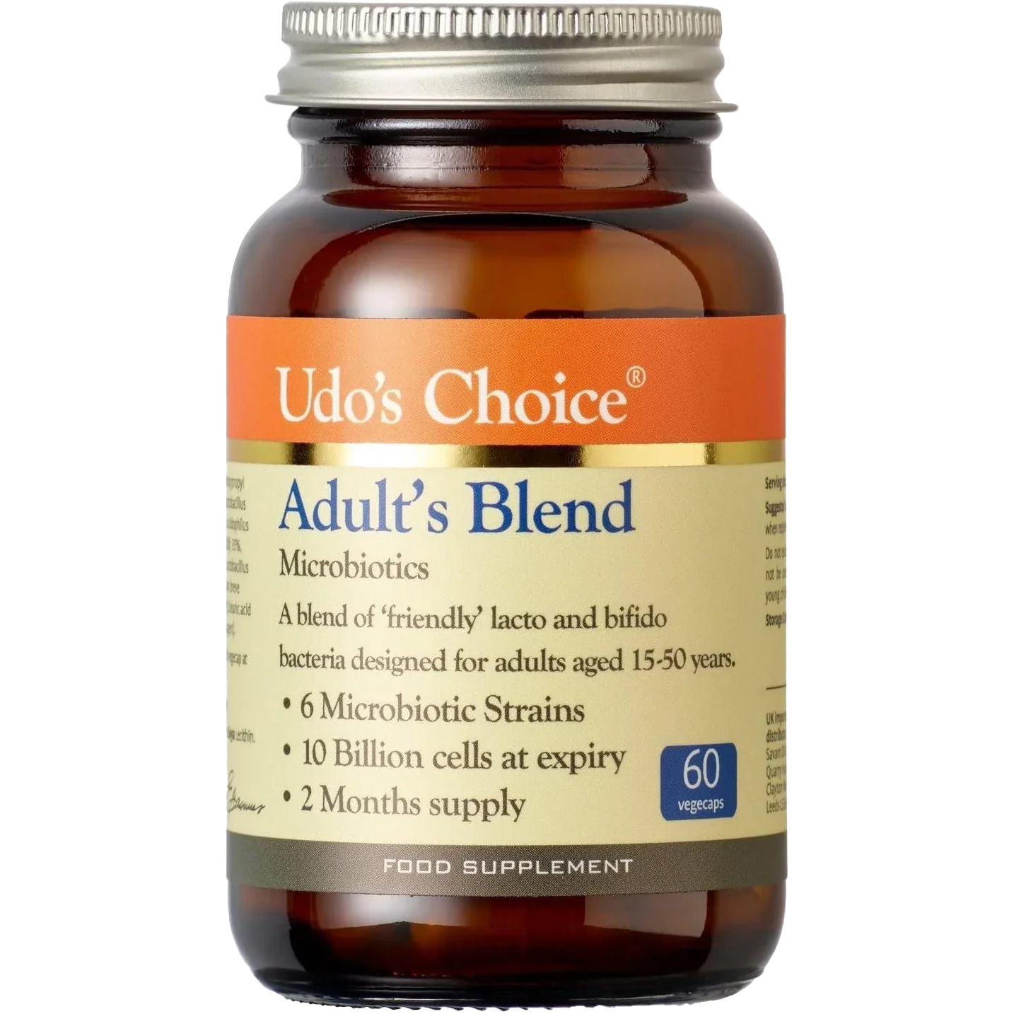 Udo’s Choice Adult’s Blend Microbiotics - 60 Caps - Digestion Support Capsules