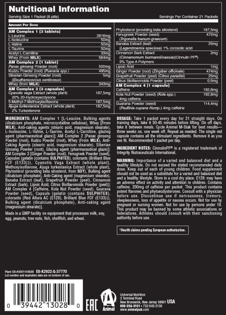 Animal M-Stak 21 Packs - 21 Packs ( + 2 Bonus Packs) - Testosterone Booster Capsules