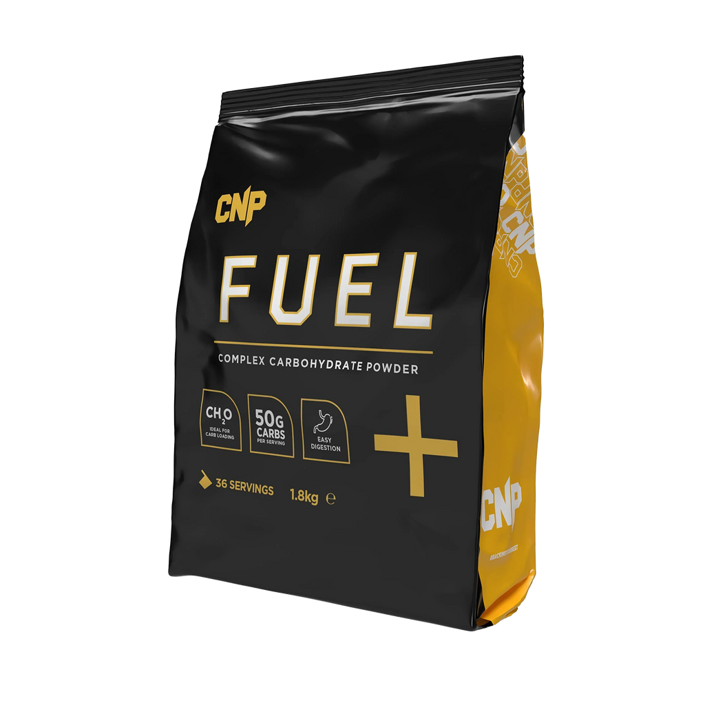 CNP Fuel black and yellow bag with cnp pro fuel complex carbs flavorless formula