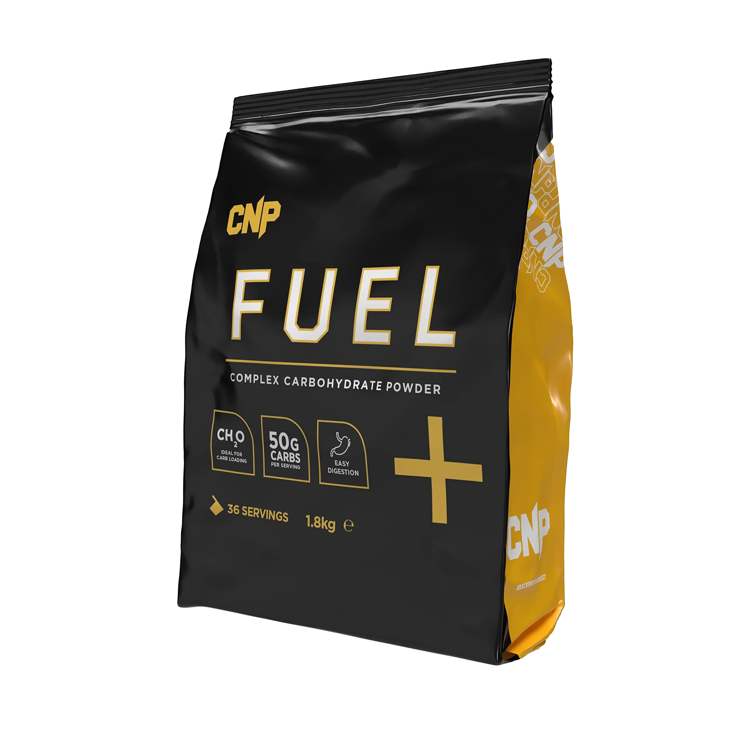 CNP Fuel black and yellow bag with cnp pro fuel complex carbs flavorless formula