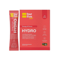 Red packaging of four five plus Hydro with a smaller red sachet on a white background