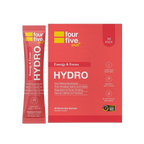 Red packaging of four five plus Hydro with a smaller red sachet on a white background