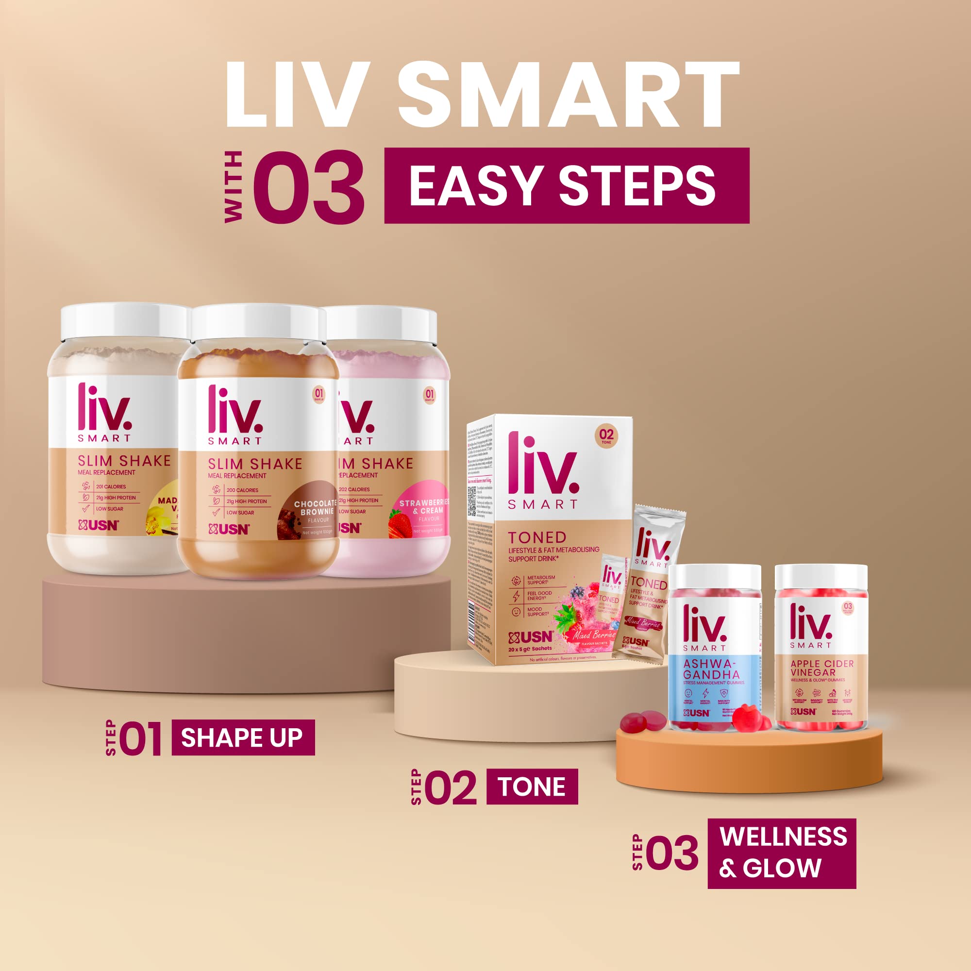 USN Liv.Smart Ashwagandha Gummies - 60 Softgels - Ashwagandha Gummies
