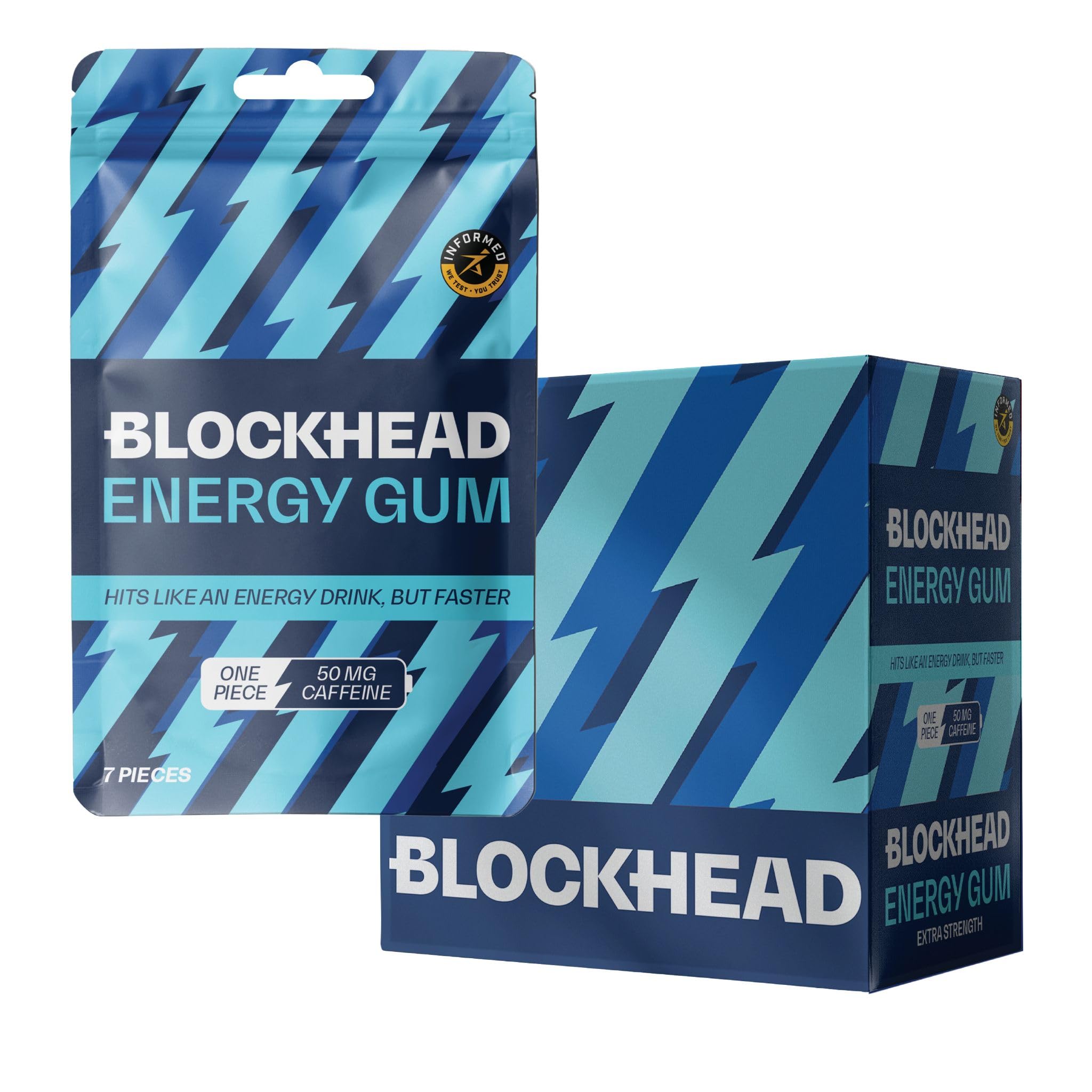 Blockhead Energy Gum 12 Packs of 7 Pieces