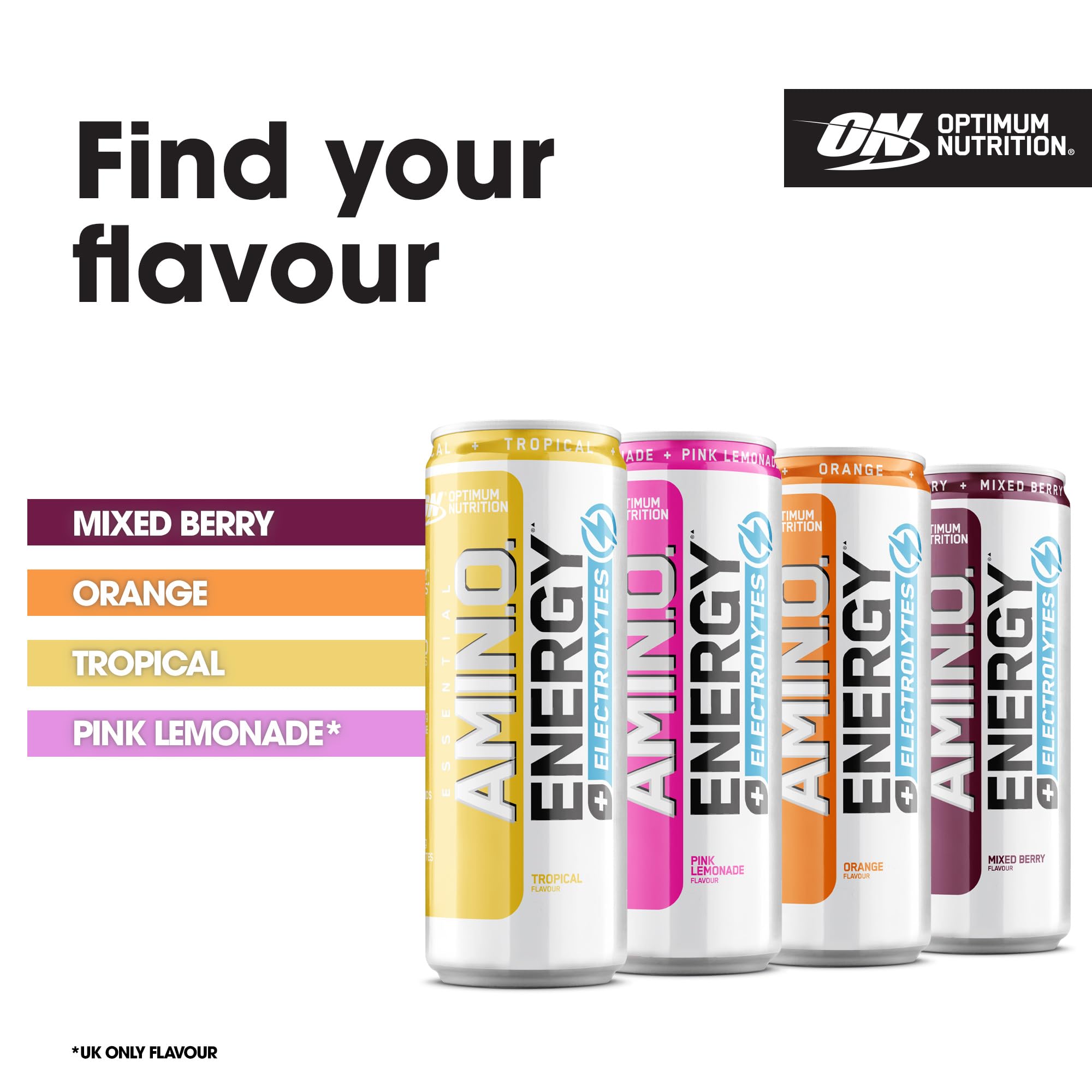 Optimum Nutrition Essential Amino Energy + Electrolytes - 24x250ml / Pink Lemonade - Amino Acids Ready-to-Drinks
