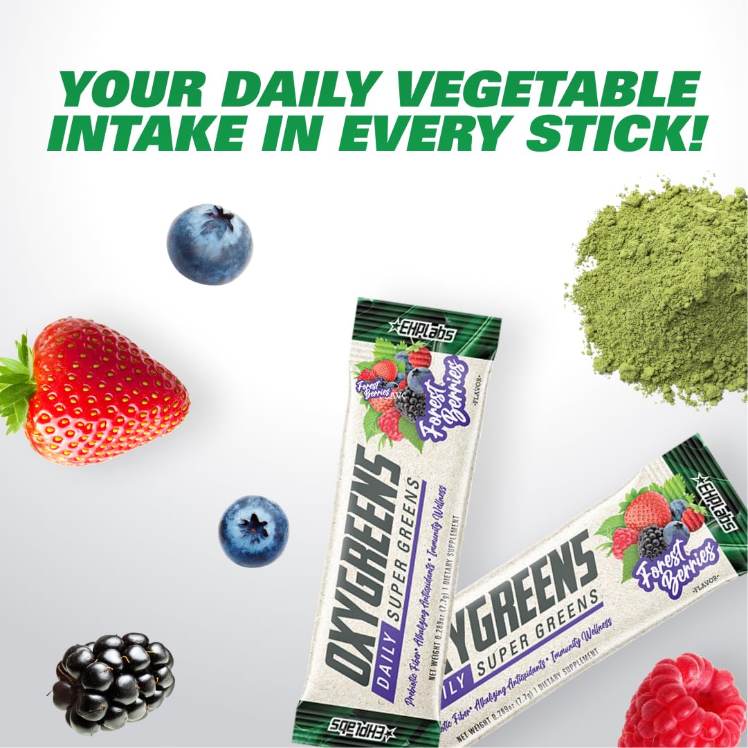 EHP Labs OxyGreens 15 Stick Pack 15x115.5g Forest Berries - Spirulina
