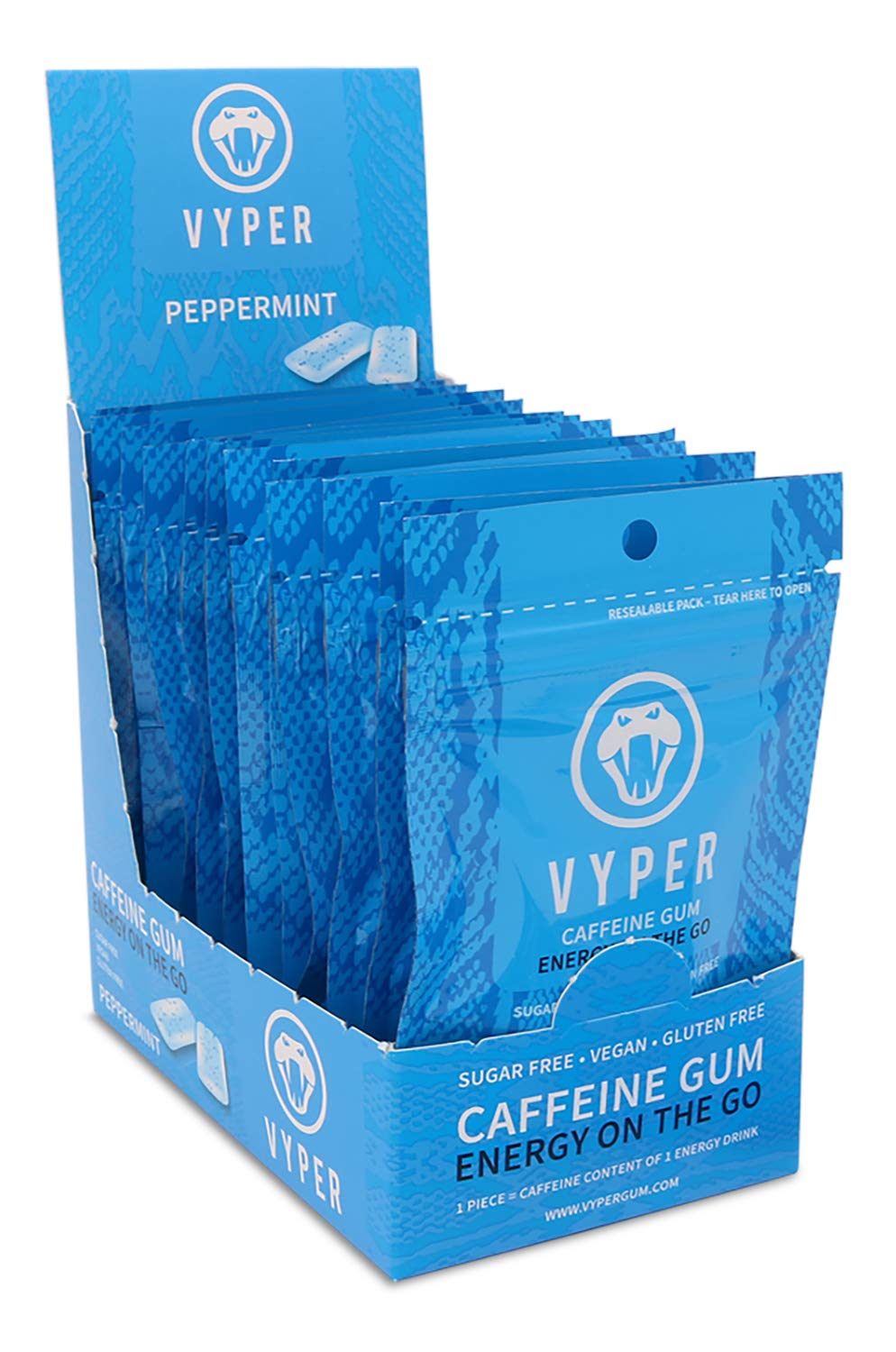 VYPER Caffeine Gum - 12x14g / Peppermint - Caffeine Chewing Gum