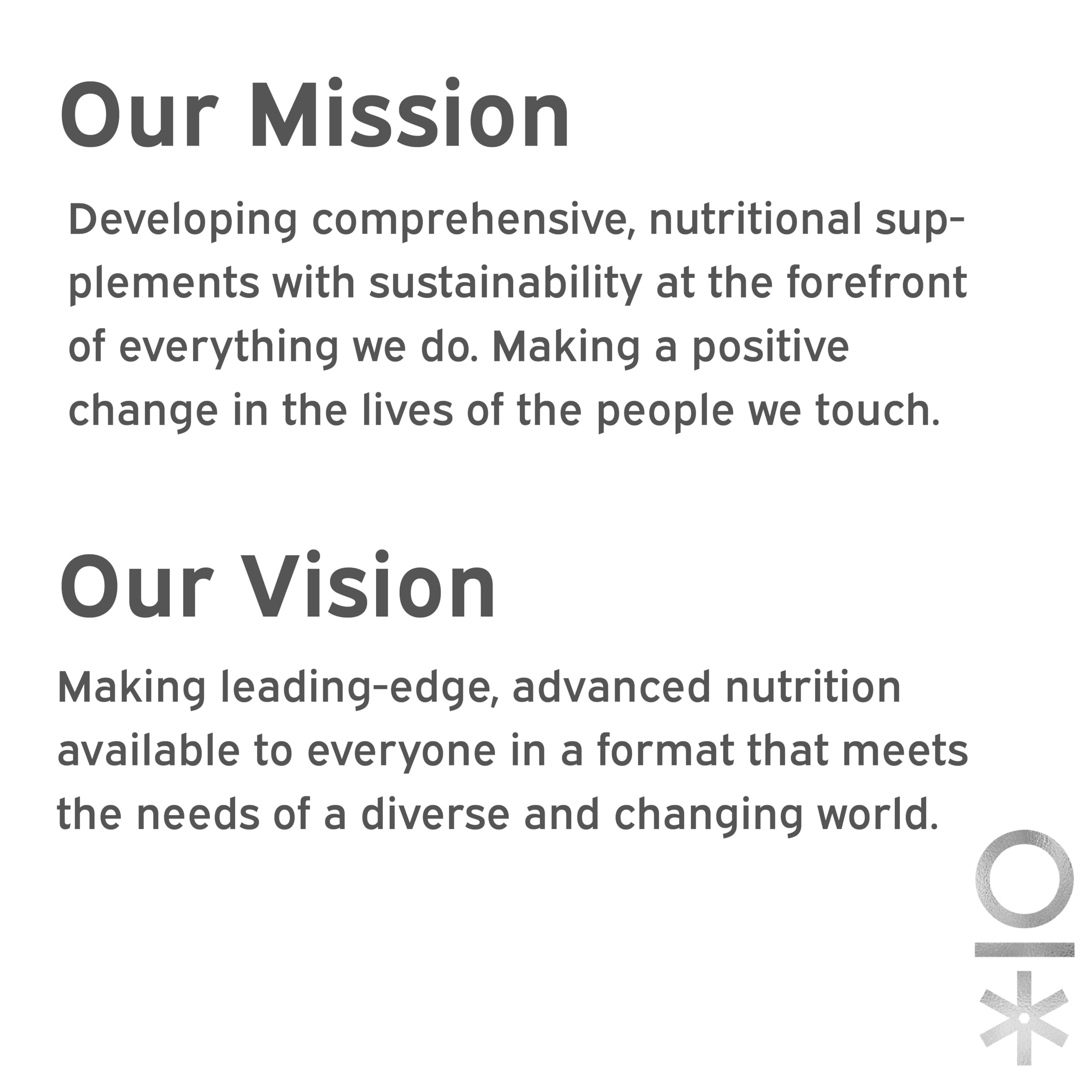 Nutriburst Fembalance document with mission and vision statements on hormonal balance and dong quai