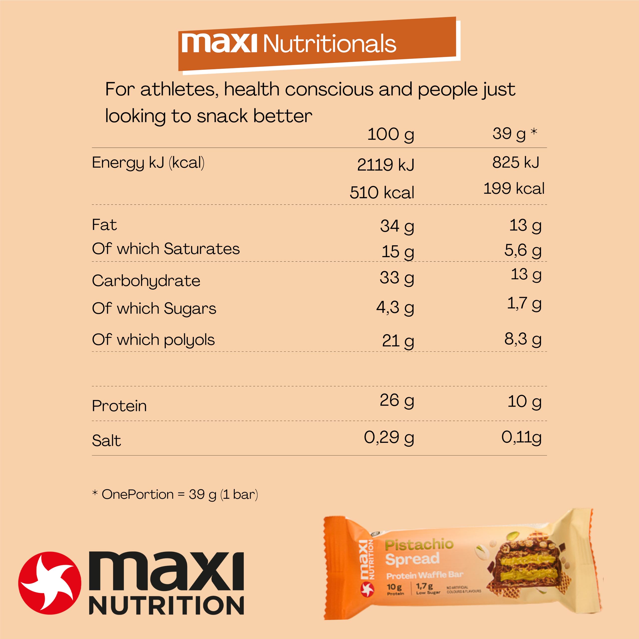 MaxiNutrition Protein Waffle Bar - Protein Bars